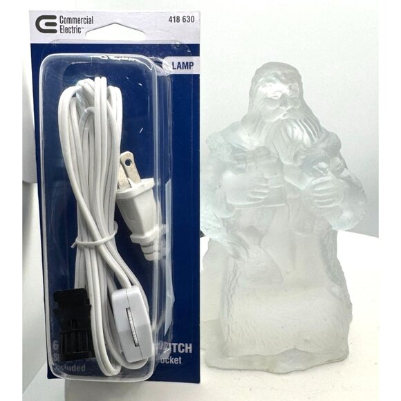 Frosted Glass Santa with Deer 6" Table Lamp Corded Light By Crystal Clear - Picture 4 of 10